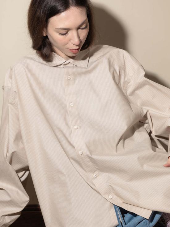  베이스레인지 언더웨어 세트  클로드 셔츠 브라운 스트라이프 - BASERANGE