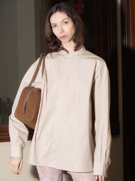  베이스레인지 언더웨어 세트  클로드 셔츠 브라운 스트라이프 - BASERANGE