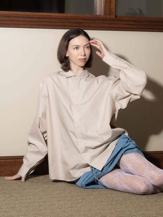  베이스레인지 언더웨어 세트  클로드 셔츠 브라운 스트라이프