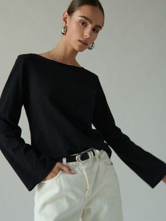  네이션 리미티드 긴팔 티셔츠 타빈 타이백 탑 제트 블랙