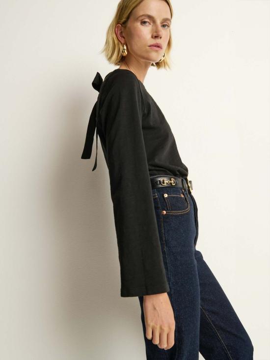  네이션 리미티드 긴팔 티셔츠 타빈 타이백 탑 제트 블랙 - NATION LTD