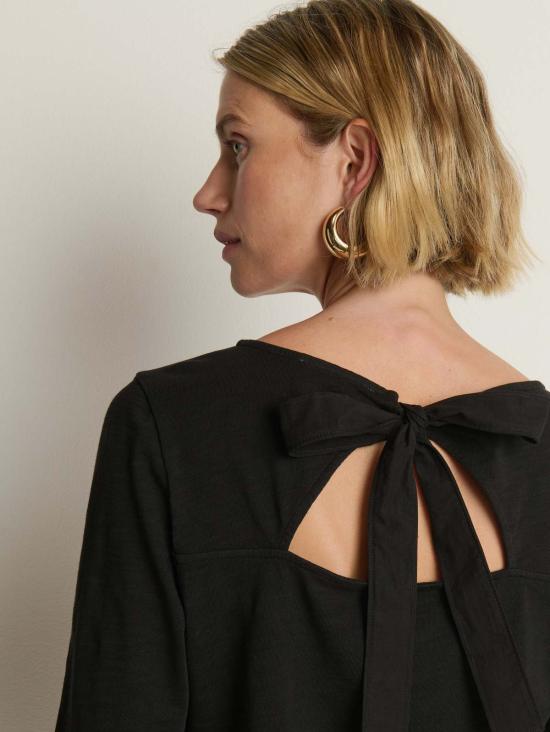  네이션 리미티드 긴팔 티셔츠 타빈 타이백 탑 제트 블랙 - NATION LTD