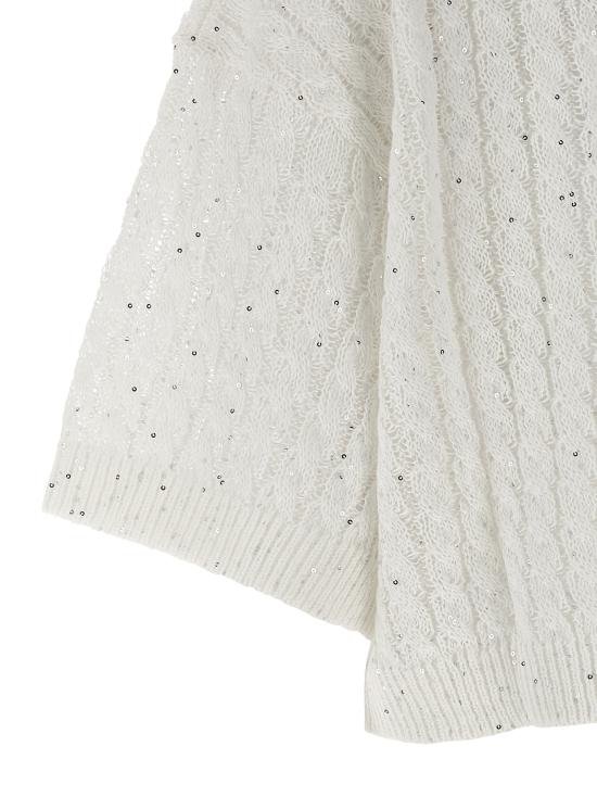 26SS 브루넬로 쿠치넬리 리넨 대즐링 케이블 오픈워크 가디건 MCO559706C159 White - BRUNELLO CUCINELLI