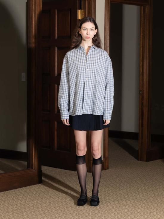  베이스레인지 언더웨어 세트  클로드 셔츠 블루 체크 - BASERANGE