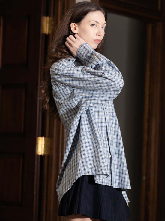  베이스레인지 언더웨어 세트  클로드 셔츠 블루 체크 - BASERANGE