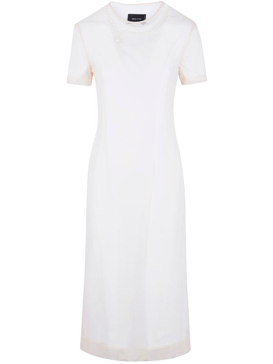 26SS 시몬로샤 롱 원피스 7444B 0553 WHITE NUDE PEARL