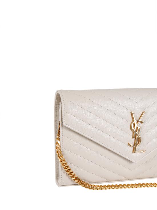 26SS 생로랑 레더 카산드라 체인 월렛 377828 BOW01 9207 CREMA SOFT - SAINT LAURENT