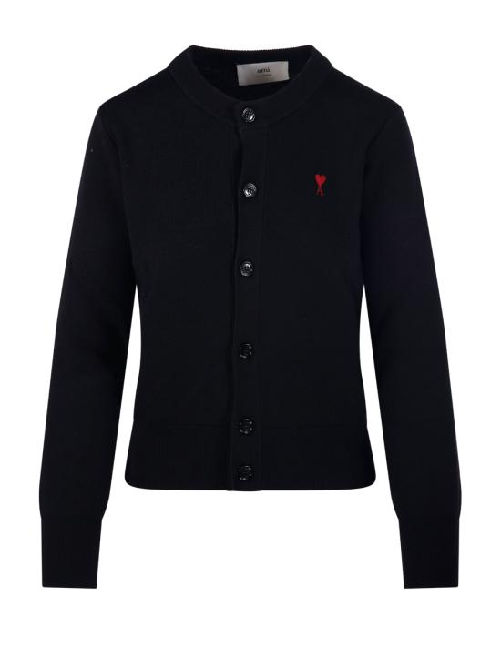 26SS 아미 크루넥 울 가디건 FKC361 001 009 BLACK RED