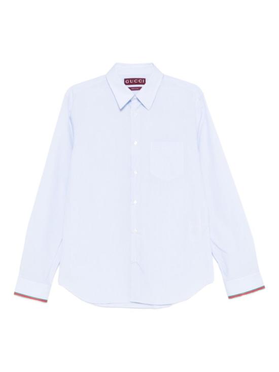 26SS 구찌 웹 디테일 스트라이프 코튼 셔츠 852707ZAS5W4305 Blue