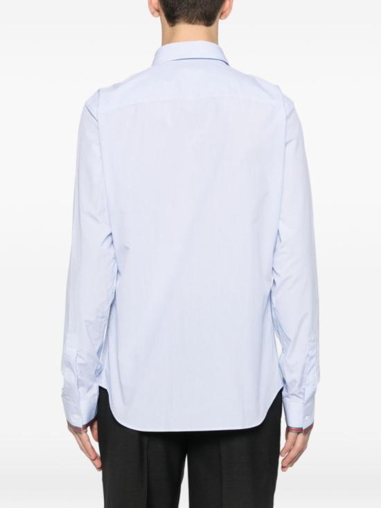 26SS 구찌 웹 디테일 스트라이프 코튼 셔츠 852707ZAS5W4305 Blue - GUCCI