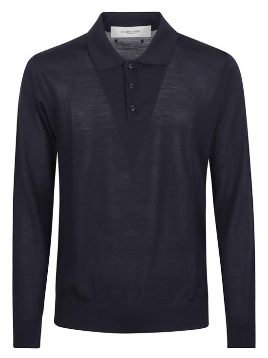 26SS 골든구스 메리노 울 롱 슬리브 폴로 셔츠 GMP01353P00104150501 Blue