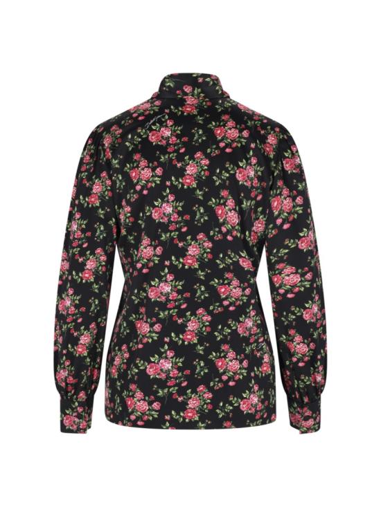 26SS 돌체앤가바나 스몰 로즈 부케 프린트 새틴 셔츠 F5T17T FSA8GHN5XP Black - DOLCE & GABBANA