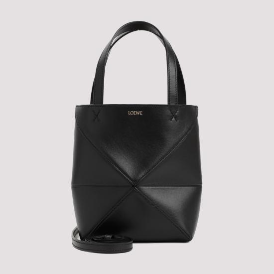 26SS 로에베 샤이니 카프스킨 미니 퍼즐 폴드 토트백 A657V25X01 1100 BLACK - LOEWE