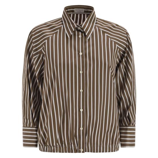 26SS 브루넬로 쿠치넬리 블라우스 MH749NA906 BROWN WHITE
