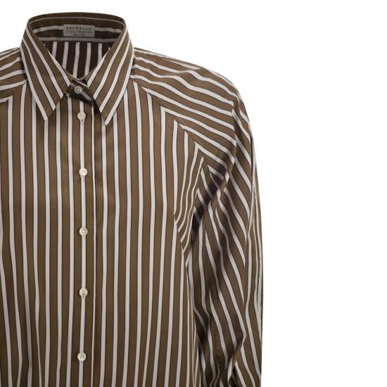 26SS 브루넬로 쿠치넬리 블라우스 MH749NA906 BROWN WHITE - BRUNELLO CUCINELLI