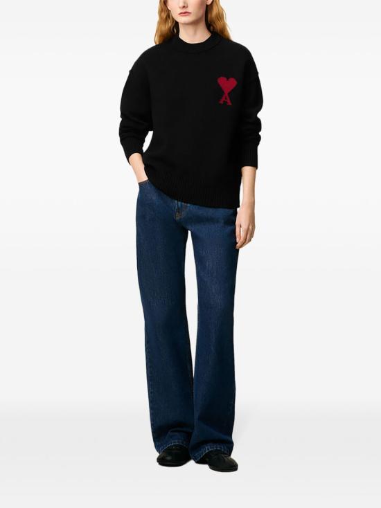 26SS 아미 빅 하트 울 크루넥 스웨터 UKS838018W 009 Black - AMI