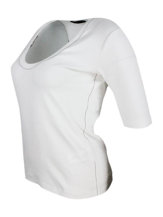 26SS 파비아나 필리피 반팔 티셔츠 JED264F104N566 0142 White - FABIANA FILIPPI