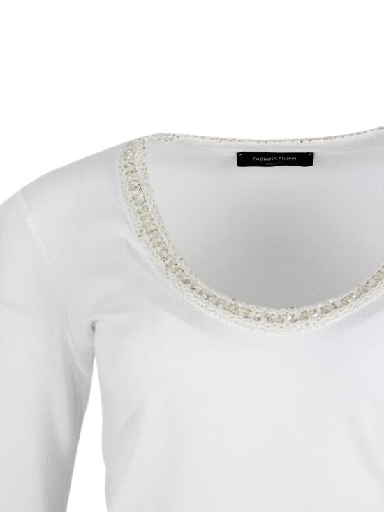 26SS 파비아나 필리피 반팔 티셔츠 JED275F151L454 VR1 White - FABIANA FILIPPI