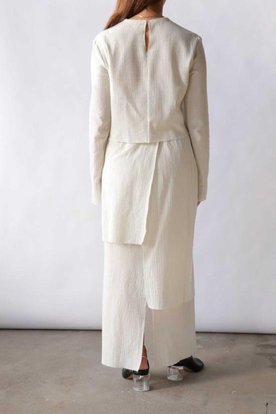  로렌 마누지안 블라우스 로렌 마누기안 로우 에이프런 탑 초크 - LAUREN MANOOGIAN