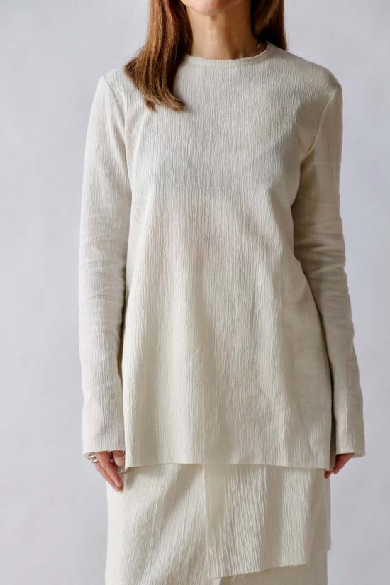  로렌 마누지안 블라우스 로렌 마누기안 로우 에이프런 탑 초크 - LAUREN MANOOGIAN