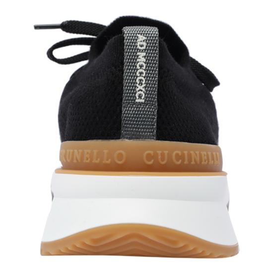 26SS 브루넬로 쿠치넬리 코튼 니트 세미 폴리쉬드 카프스킨 러너 MZUPMBO252 CIK10 Black - BRUNELLO CUCINELLI