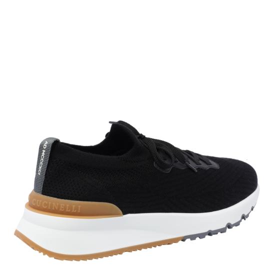 26SS 브루넬로 쿠치넬리 코튼 니트 세미 폴리쉬드 카프스킨 러너 MZUPMBO252 CIK10 Black - BRUNELLO CUCINELLI
