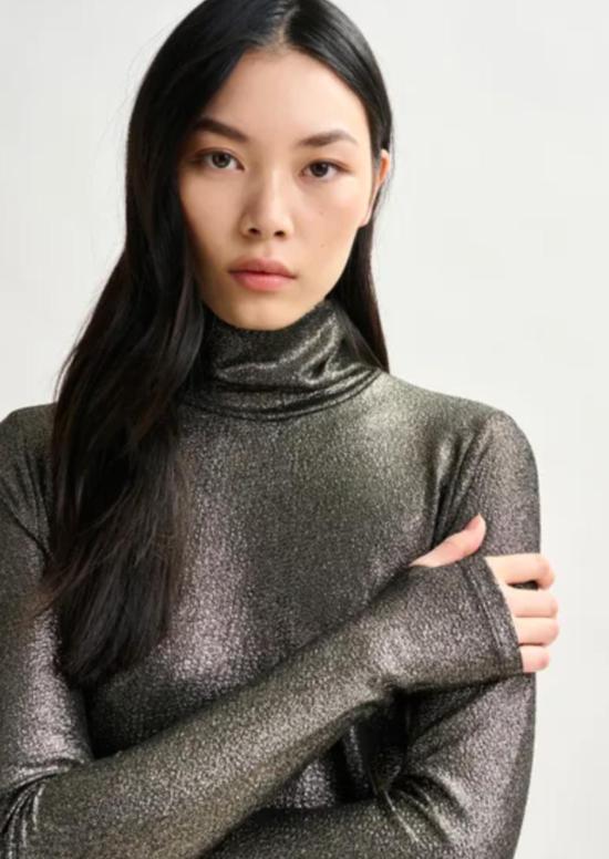  에센셜앤트워프 터틀넥 에센셜 앤트워프 일레베이트 메탈릭 저지  탑 실버 - ESSENTIEL ANTWERP