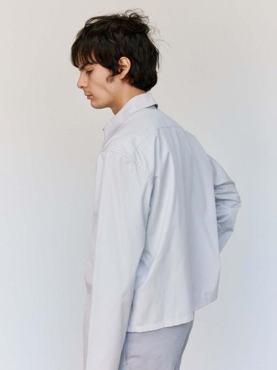  리에르 긴팔 셔츠 리어 포펠린 코튼 미니  라이트 그레이 - RIER