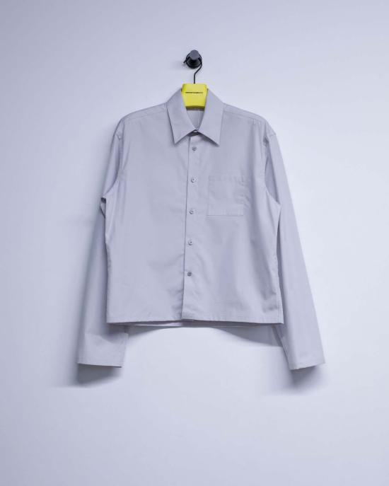  리에르 긴팔 셔츠 리어 포펠린 코튼 미니  라이트 그레이 - RIER