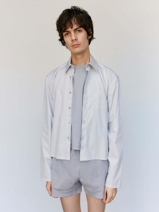  리에르 긴팔 셔츠 리어 포펠린 코튼 미니  라이트 그레이