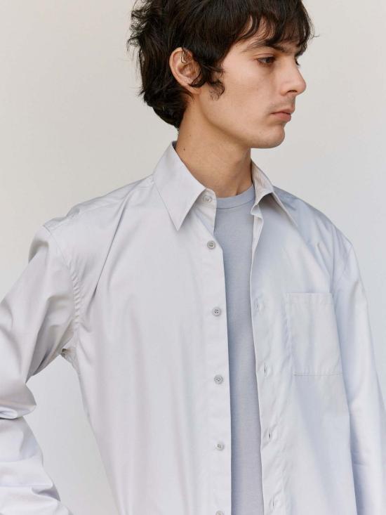  리에르 긴팔 셔츠 리어 포펠린 코튼 미니  라이트 그레이 - RIER