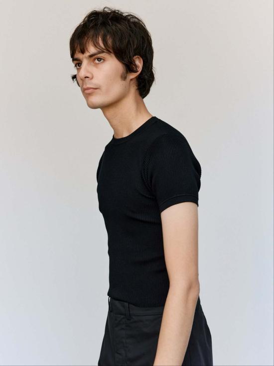  리에르 반팔 티셔츠 리어 실크 파인 립 티셔츠 - RIER