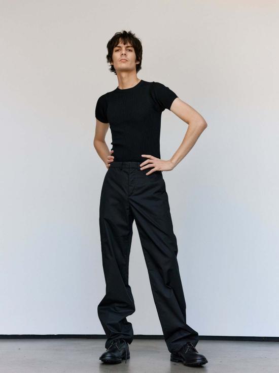  리에르 반팔 티셔츠 리어 실크 파인 립 티셔츠 - RIER