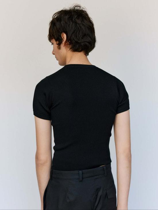  리에르 반팔 티셔츠 리어 실크 파인 립 티셔츠 - RIER