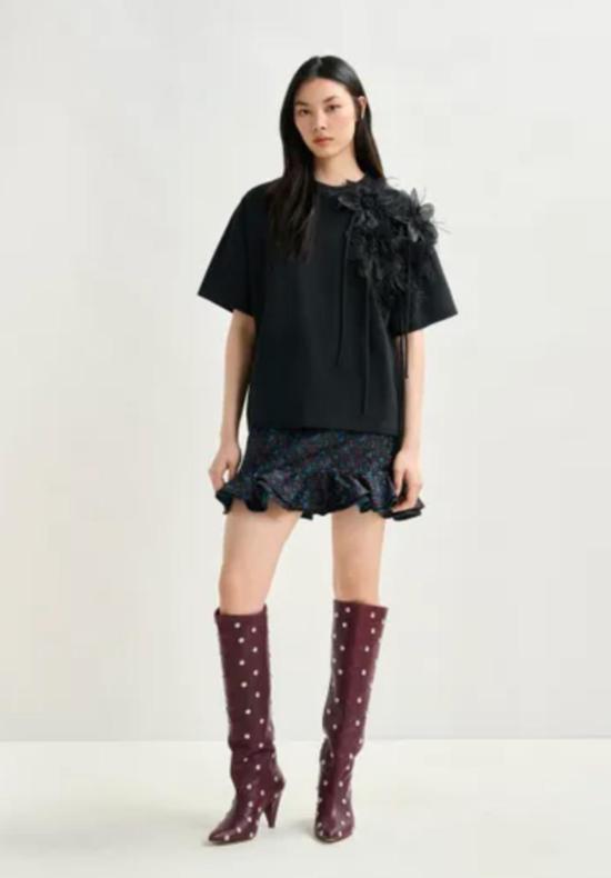  에센셜앤트워프 반팔 티셔츠 에센셜 앤트워프 아이비스커스 플라워 티셔츠 블랙