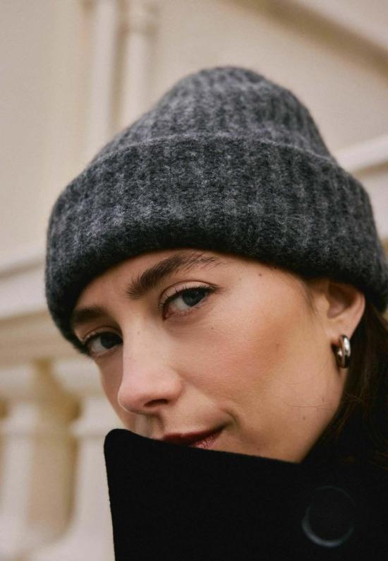  울 하이드 비니 울하이드 알파카 블렌드 비니 다크 그레이 - WOL HIDE