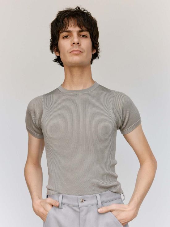  리에르 반팔 티셔츠 리어 포그 실크 파인 립 티셔츠