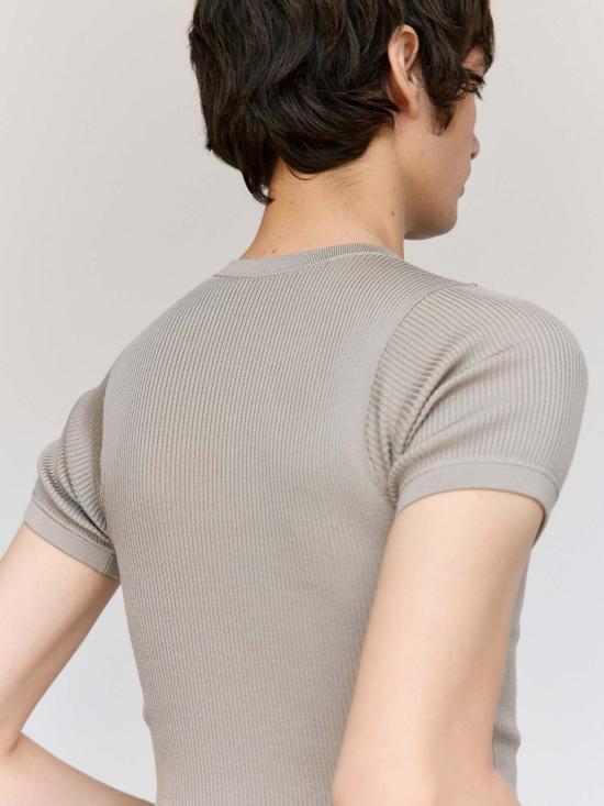  리에르 반팔 티셔츠 리어 포그 실크 파인 립 티셔츠 - RIER