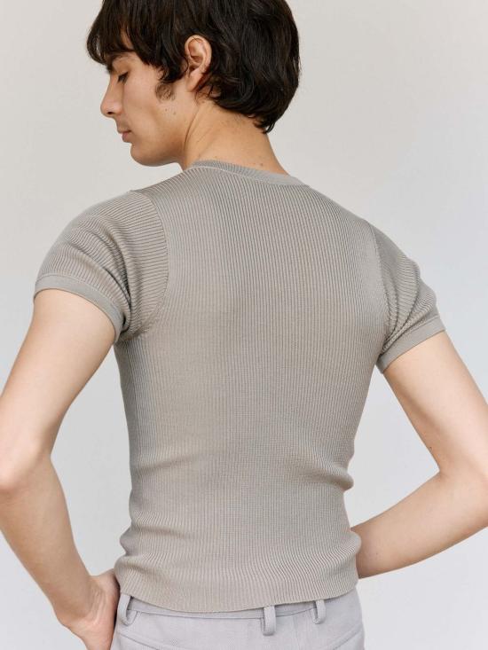  리에르 반팔 티셔츠 리어 포그 실크 파인 립 티셔츠 - RIER