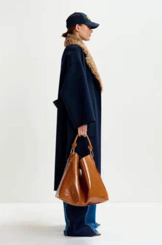  에센셜앤트워프 코트 에센셜 앤트워프 이르노 벨티드  (탈착식 인조 모피 칼라 포함) 네이비 - ESSENTIEL ANTWERP