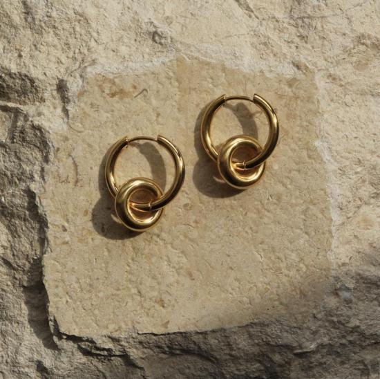  Common Muse 이어링 커먼 뮤즈 더블 후프  골드 - OTHER BRANDS