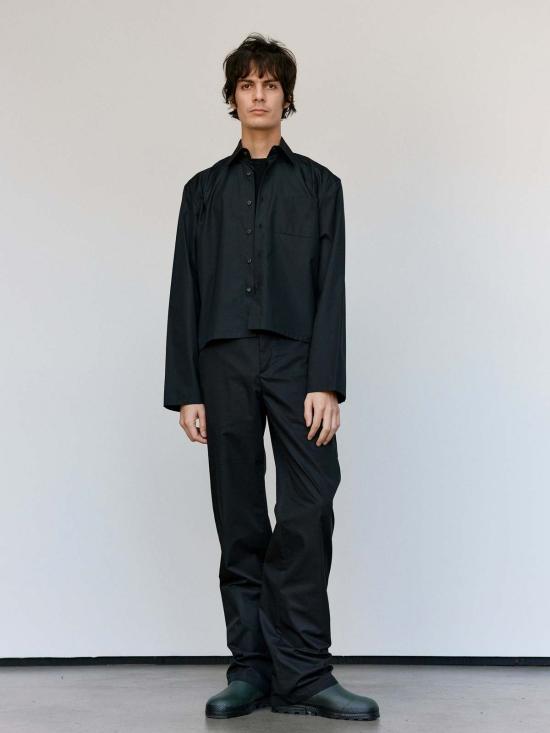  리에르 긴팔 셔츠 리어 블랙 포플린 코튼 미니 셔츠 - RIER