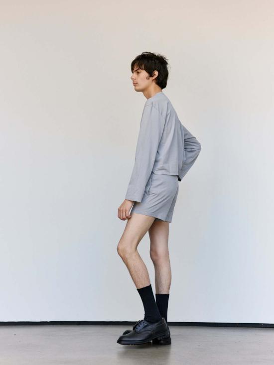  [키즈] 리에르 쇼츠/버뮤다 리어 라이트 그레이 코튼 저지 반바지 - RIER