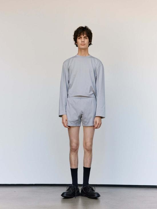  [키즈] 리에르 쇼츠/버뮤다 리어 라이트 그레이 코튼 저지 반바지 - RIER