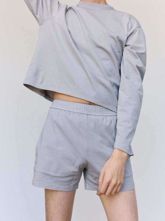  [키즈] 리에르 쇼츠/버뮤다 리어 라이트 그레이 코튼 저지 반바지 - RIER