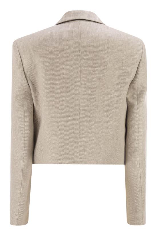 26SS 브루넬로 쿠치넬리 쉐브론 크롭 블레이저 MH5287702 C001 BEIGE - BRUNELLO CUCINELLI