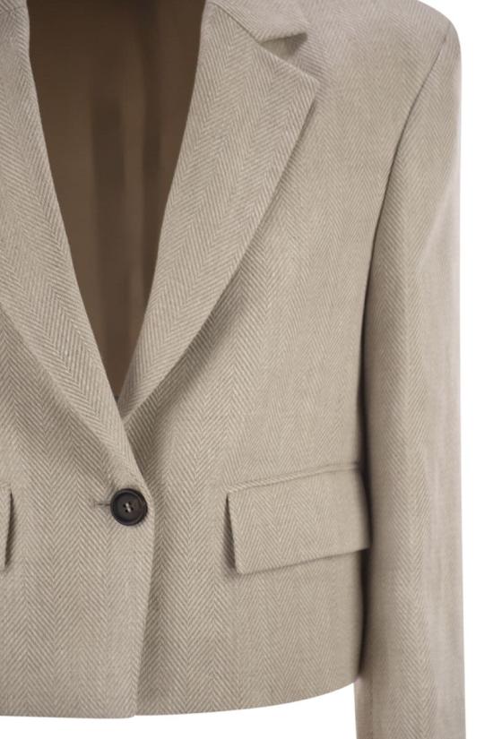 26SS 브루넬로 쿠치넬리 쉐브론 크롭 블레이저 MH5287702 C001 BEIGE - BRUNELLO CUCINELLI