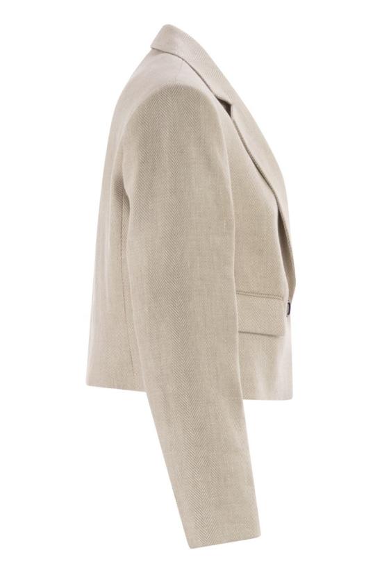 26SS 브루넬로 쿠치넬리 쉐브론 크롭 블레이저 MH5287702 C001 BEIGE - BRUNELLO CUCINELLI