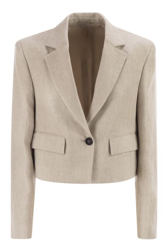 26SS 브루넬로 쿠치넬리 쉐브론 크롭 블레이저 MH5287702 C001 BEIGE