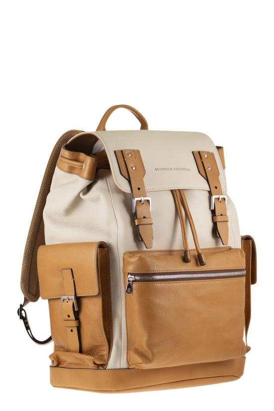 26SS 브루넬로 쿠치넬리 카프스킨 & 카우하이드 백팩 MBATBU356 COK17 NATURAL - BRUNELLO CUCINELLI